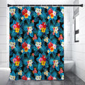 Turquoise Tropical Hawaii Pattern Print Shower Curtain