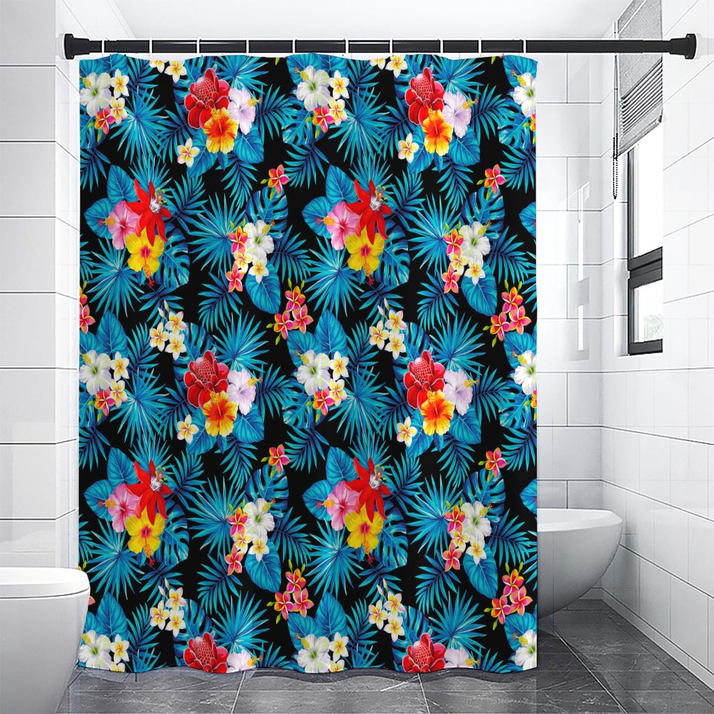 Turquoise Tropical Hawaii Pattern Print Shower Curtain