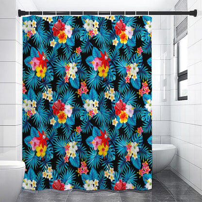 Turquoise Tropical Hawaii Pattern Print Shower Curtain