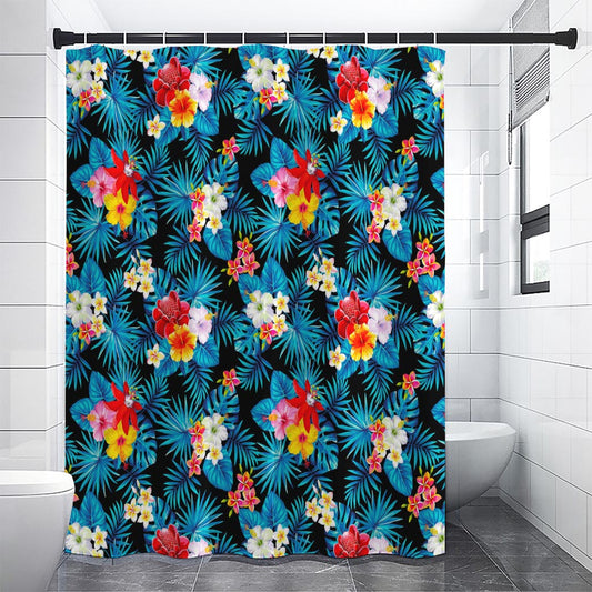 Turquoise Tropical Hawaii Pattern Print Shower Curtain