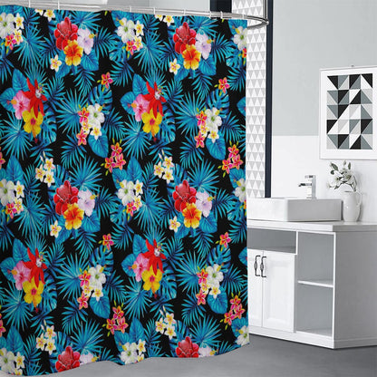 Turquoise Tropical Hawaii Pattern Print Shower Curtain