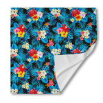 Turquoise Tropical Hawaii Pattern Print Silk Bandana