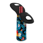Turquoise Tropical Hawaii Pattern Print Single Neoprene Wine Tote