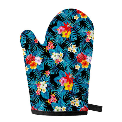 Turquoise Tropical Hawaii Pattern Print Single Oven Mitt