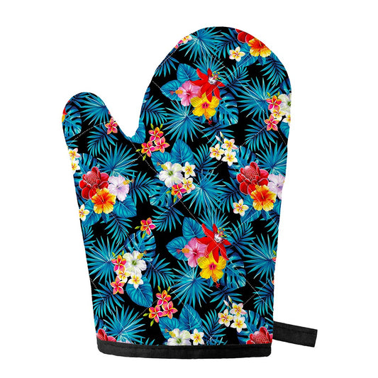 Turquoise Tropical Hawaii Pattern Print Single Oven Mitt