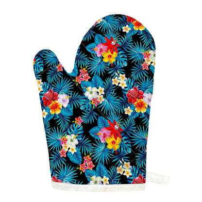 Turquoise Tropical Hawaii Pattern Print Single Oven Mitt