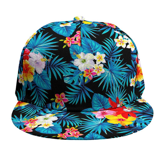 Turquoise Tropical Hawaii Pattern Print Snapback Cap
