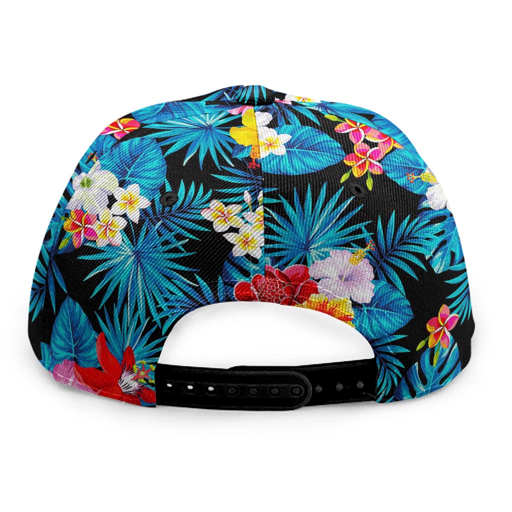 Turquoise Tropical Hawaii Pattern Print Snapback Cap