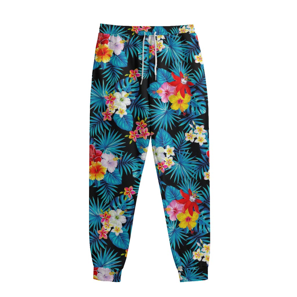 Turquoise Tropical Hawaii Pattern Print Sweatpants