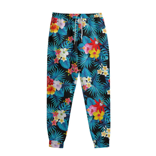 Turquoise Tropical Hawaii Pattern Print Sweatpants