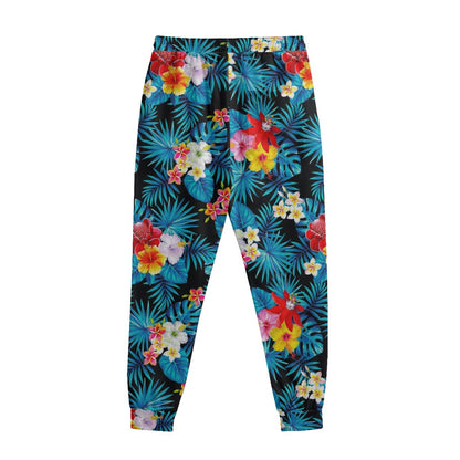 Turquoise Tropical Hawaii Pattern Print Sweatpants