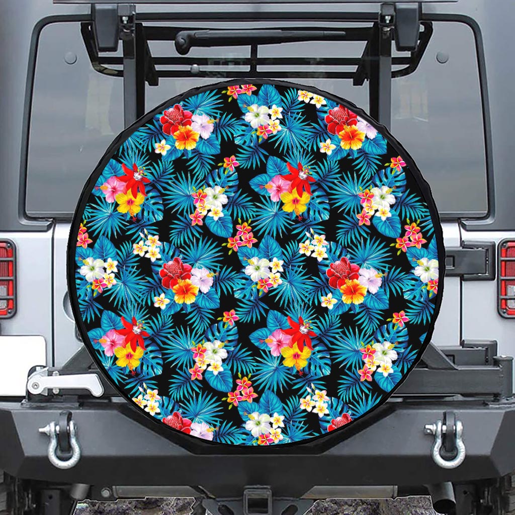 Turquoise Tropical Hawaii Pattern Print Tire Cover