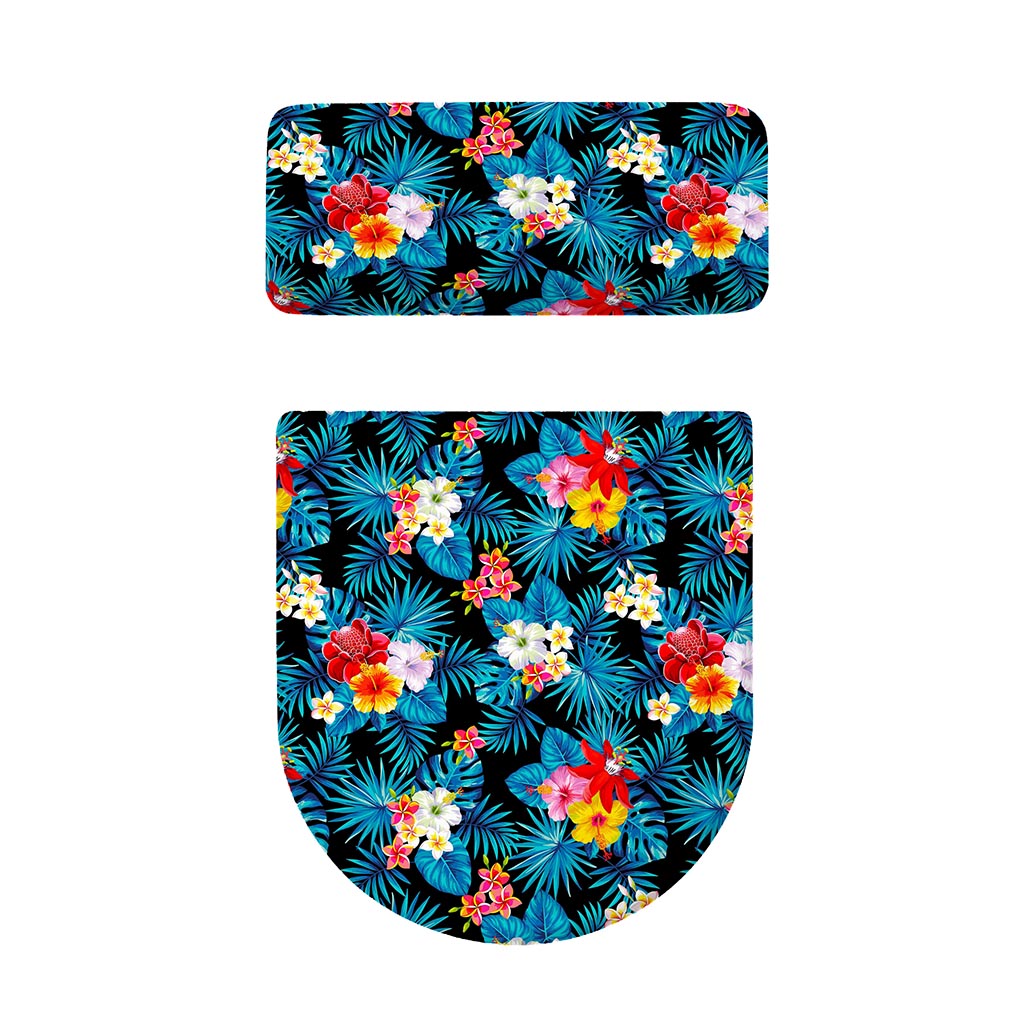 Turquoise Tropical Hawaii Pattern Print Toilet Lid And Tank Cover Set