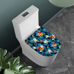Turquoise Tropical Hawaii Pattern Print Toilet Lid Cover