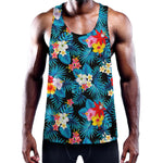 Turquoise Tropical Hawaii Pattern Print Training Tank Top