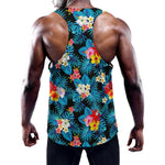 Turquoise Tropical Hawaii Pattern Print Training Tank Top