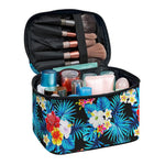 Turquoise Tropical Hawaii Pattern Print Travel Makeup Bag