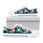 Turquoise Tropical Hawaii Pattern Print White Low Top Sneakers