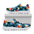 Turquoise Tropical Hawaii Pattern Print White Running Shoes