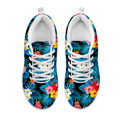 Turquoise Tropical Hawaii Pattern Print White Running Shoes