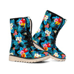 Turquoise Tropical Hawaii Pattern Print Winter Boots