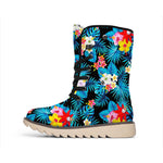 Turquoise Tropical Hawaii Pattern Print Winter Boots