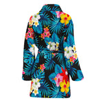 Turquoise Tropical Hawaii Pattern Print Women's Bathrobe