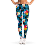 Turquoise Tropical Hawaii Pattern Print Women's Leggings