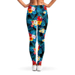 Turquoise Tropical Hawaii Pattern Print Women's Leggings