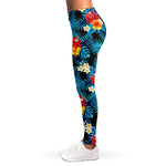 Turquoise Tropical Hawaii Pattern Print Women's Leggings
