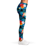 Turquoise Tropical Hawaii Pattern Print Women's Leggings