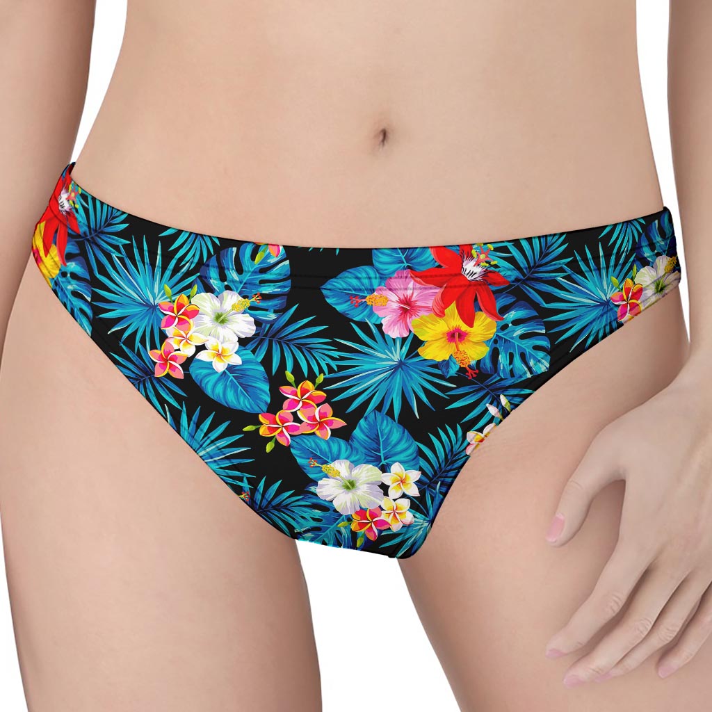 Turquoise Tropical Hawaii Pattern Print Women's Thong