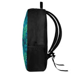 Turquoise Tropical Leaf Pattern Print 17 Inch Backpack