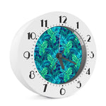 Turquoise Tropical Leaf Pattern Print Alarm Clock