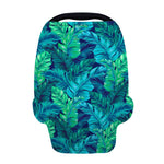 Turquoise Tropical Leaf Pattern Print Baby Seat Cover