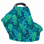 Turquoise Tropical Leaf Pattern Print Baby Seat Cover