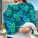 Turquoise Tropical Leaf Pattern Print Baby Seat Cover
