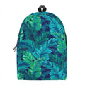 Turquoise Tropical Leaf Pattern Print School Backpack