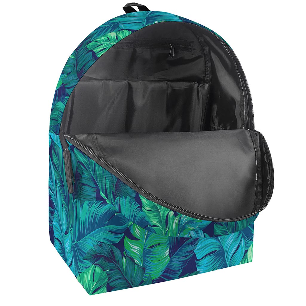 Turquoise Tropical Leaf Pattern Print Backpack