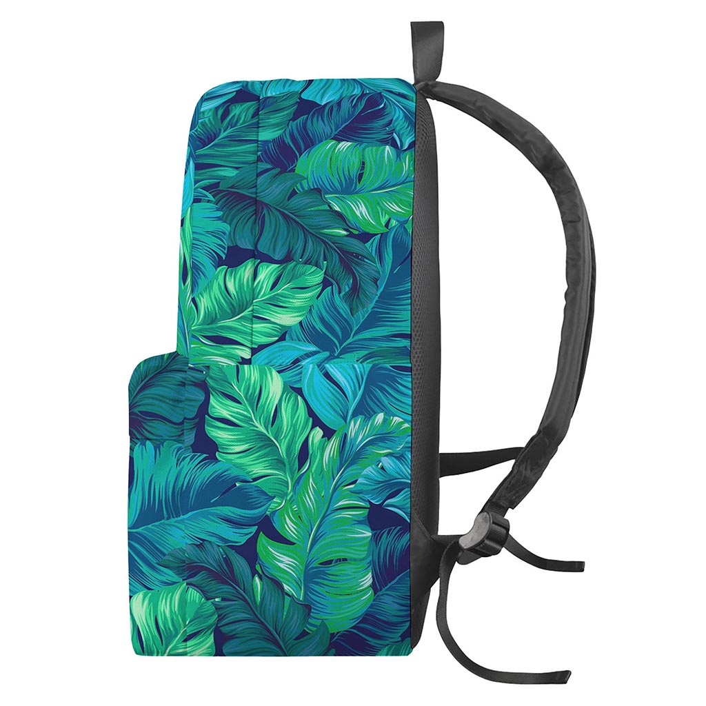 Turquoise Tropical Leaf Pattern Print Backpack
