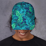 Turquoise Tropical Leaf Pattern Print Baseball Cap