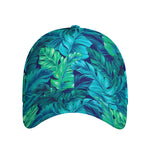 Turquoise Tropical Leaf Pattern Print Baseball Cap