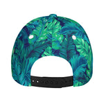 Turquoise Tropical Leaf Pattern Print Baseball Cap