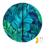 Turquoise Tropical Leaf Pattern Print Basketball