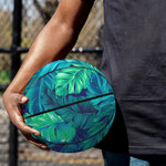 Turquoise Tropical Leaf Pattern Print Basketball
