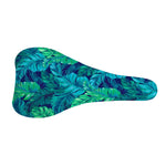 Turquoise Tropical Leaf Pattern Print Bicycle Seat Cover