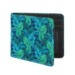 Turquoise Tropical Leaf Pattern Print Bifold Wallet