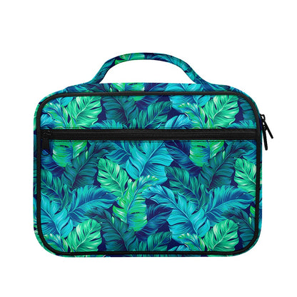 Turquoise Tropical Leaf Pattern Print Briefcase Bible Bag
