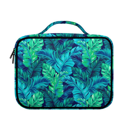 Turquoise Tropical Leaf Pattern Print Briefcase Bible Bag