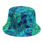Turquoise Tropical Leaf Pattern Print Bucket Hat